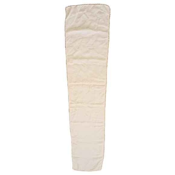 Cream embroidered table runner with crochet trim - Picture 2 of 3